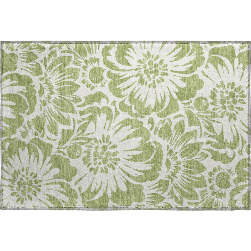 Premium Machine Washable Cerrito AMF551 Aloe Rug, Rectangle 1'8" x 2'6"