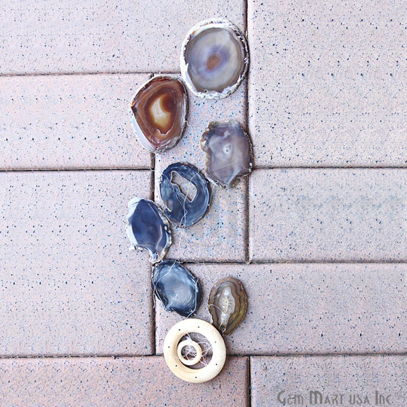 Carillons Mischell Natural Agate Wind, carillons en cristal Agate Slice