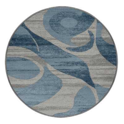 Machine Washable Abstract Gray Area Rug