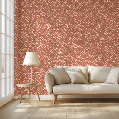 Terracotta Speckled Wallpaper, 125"H x 25"W, Pre-pasted Paper