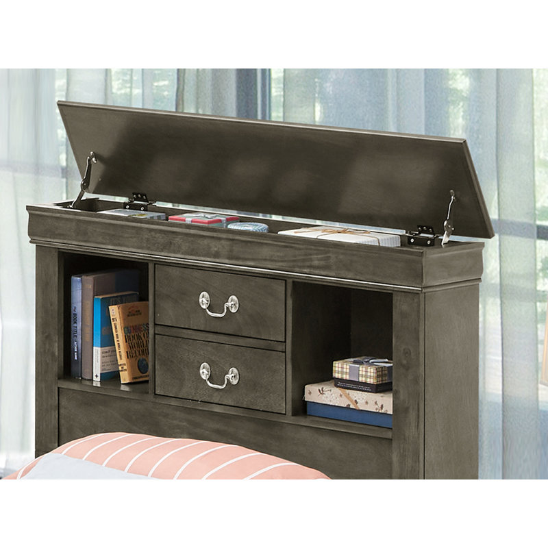 Élégant lit simple avec rangement en gris élégant