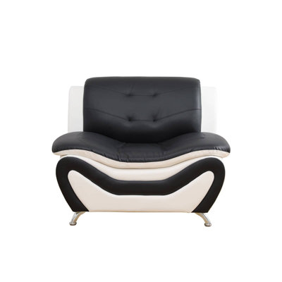 Sofa 1 place en similicuir noir et blanc