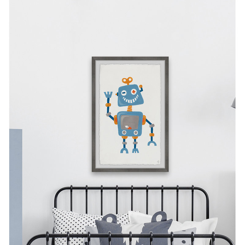 Impression sur papier encadrée Rayland «Happy Robot», H 24 po x l 16 po x P 1,5 po