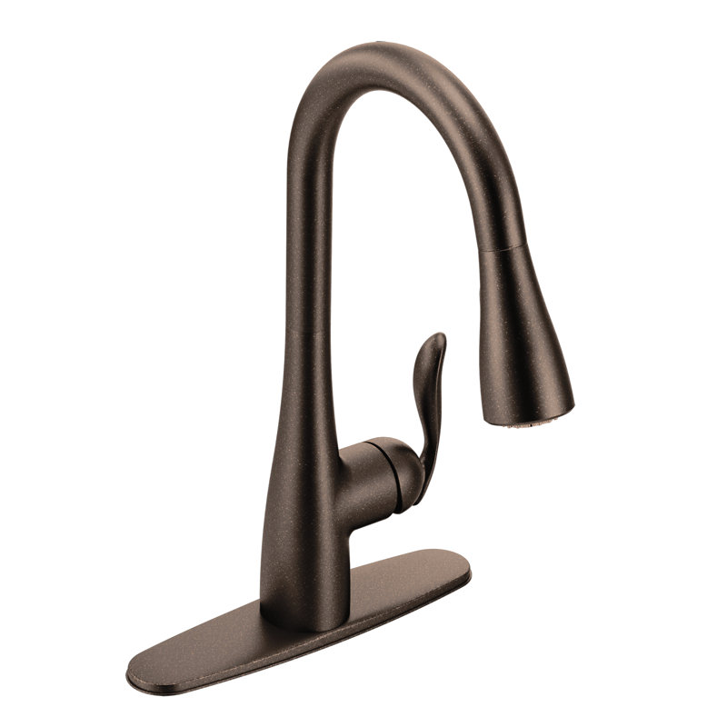 Robinet de cuisine rétractable à poignée unique avec fonctions Power Boost et Reflex de Moen Arbor, Bronze frotté à l'huile