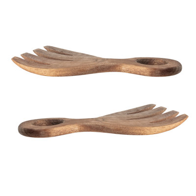 Couverts à salade en bois d'acacia brun (ensemble de 2 pièces)