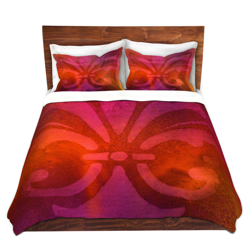 DiaNoche Duvet Covers Sets Microfiber by China Carnella - Ruby de Lis, Housse de couette simple + 1 taie décorative stan
