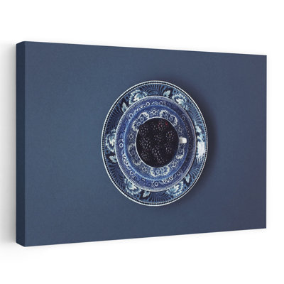«Blue China Blackberries Elegant Contemporary», impression murale