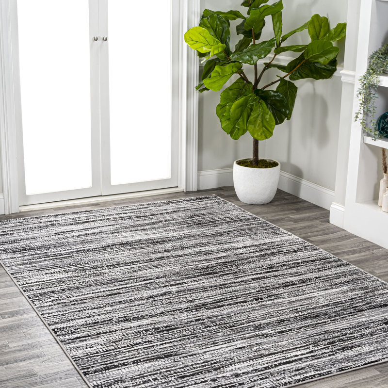 Bonnyrigg Loom Modern Strie' Black/Gray Rug, Rectangle 3' x 5'