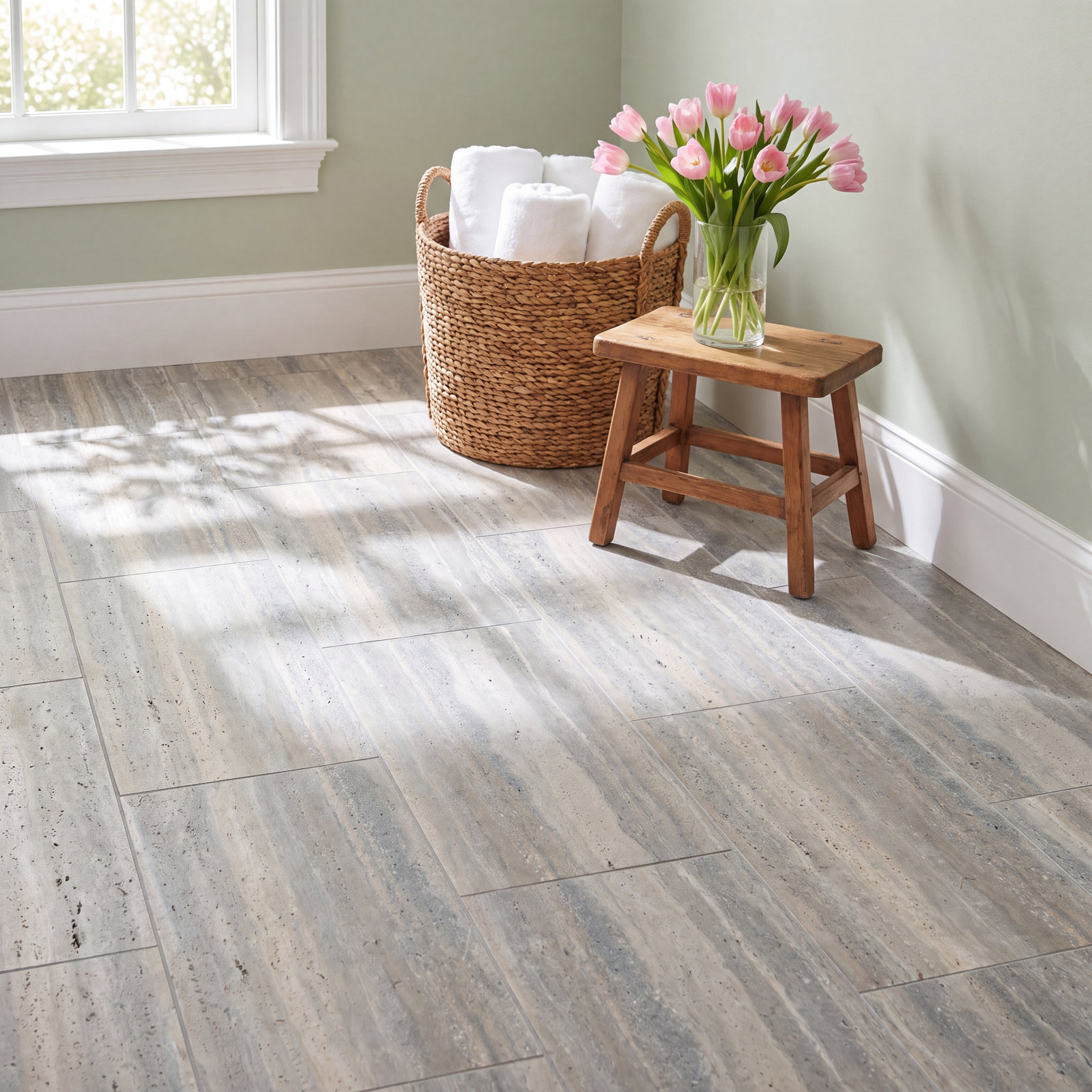 Travertino 24" x 48" Matte Tile, Ocean Blue