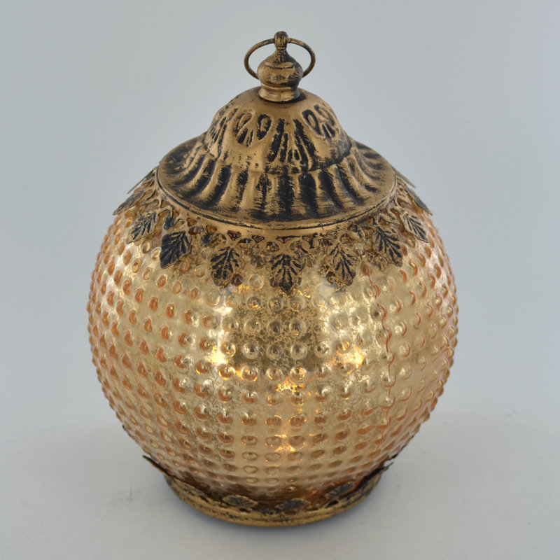 Ornate Moroccan Styles Gold & Silver Glass Lanterns, Gold