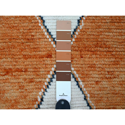 Tapis de couloir oriental en laine noué à la main orange 2 pi 7 po x 10 pi 2 po - MOA10220619