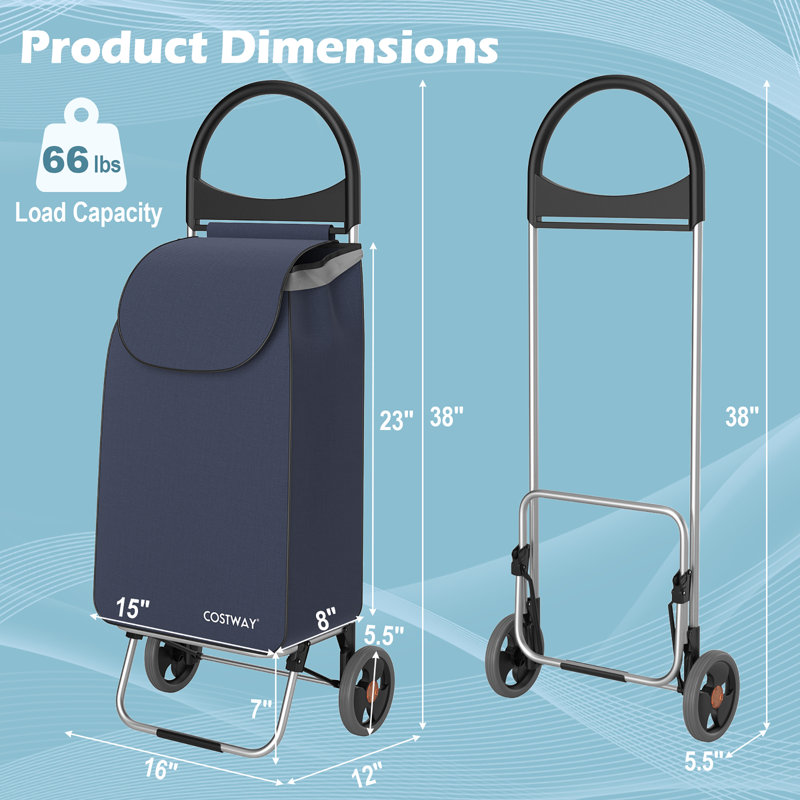 Chariot utilitaire d'épicerie avec chariot amovible Costway, Bleu