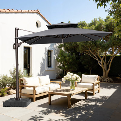 Parasol en porte-à-faux rectangulaire avec base lestée 129,53 "X 104,72"