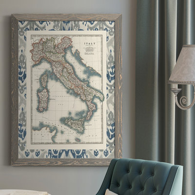 Border Map of Italy, reproduction sur toile encadrée