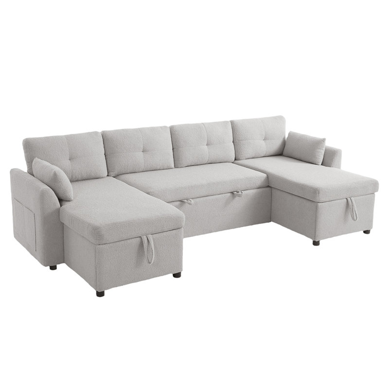 Canapé-lit modulaire moderne en forme de U avec canapé-lit de 107 po avec amplement d'espace de rangement et ports USB pour le salon