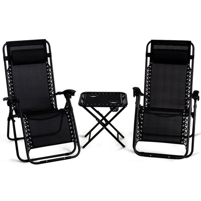 Rowell Zero Gravity Reclining Sun Lounger Set with Table by Arlmont & Co.