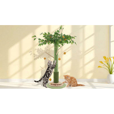 Grattoir pour chat de 45 po de hauteur avec corde en sisal et boule de suspension, pour grands chats et chatons