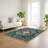 Dark Blue Floral Area Rug 5x7 Machine Washable with Non-Slip Backing for Bedroom Living Ding Room-1257768132