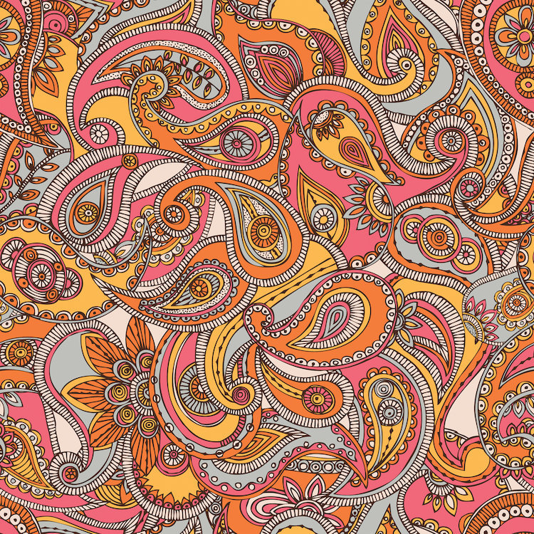«Spring Paisley», impression sur toile tendue, H 37 po x l 37 po x P 1,5 po, Toile tendue