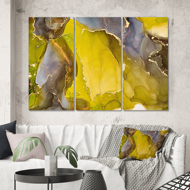 Reproduction d'art sur toile jaune, H 40 po x l 60 po x P 1 po