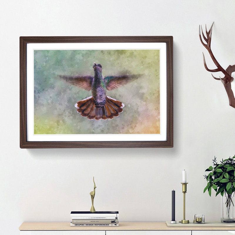 Wings of a Hummingbird - Picture Frame Painting Print, 45cm H x 63cm W x 2cm D, Walnut Framed