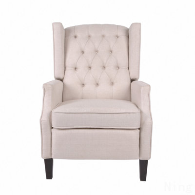 Mid Century Fabric Wingback Accent Recliner - Push Back, Rivet Decoration