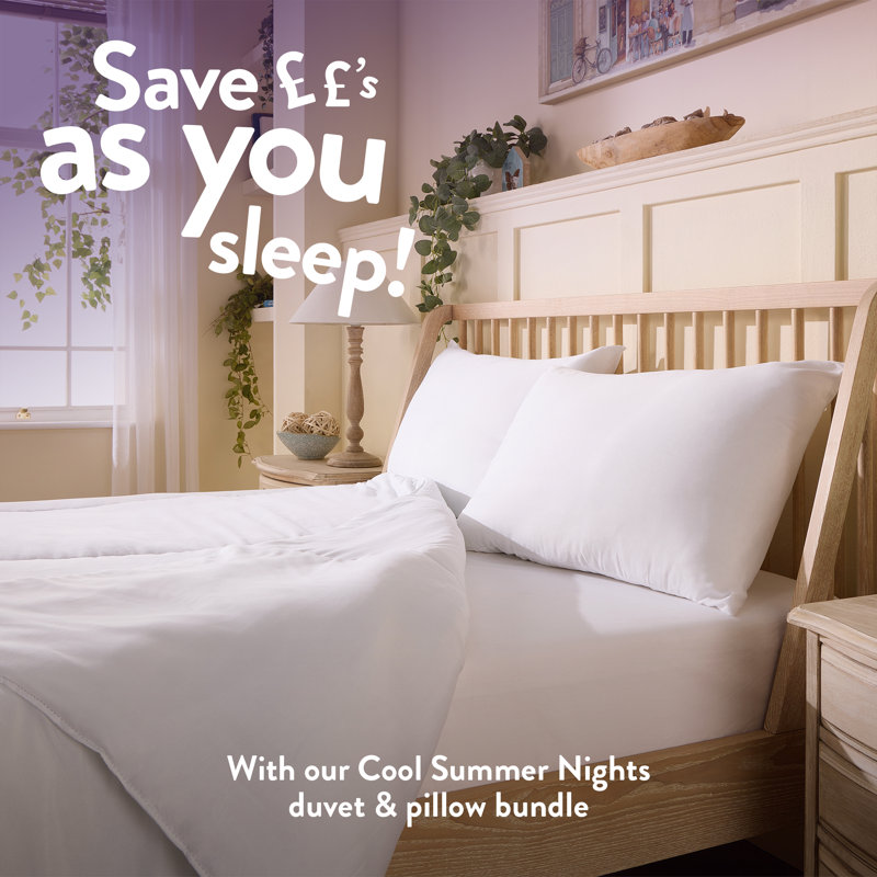 Slumberdown Cool Summer Nights 7.5 Cooling Machine Washable Duvet and 2 Firm Support Pillows, Single