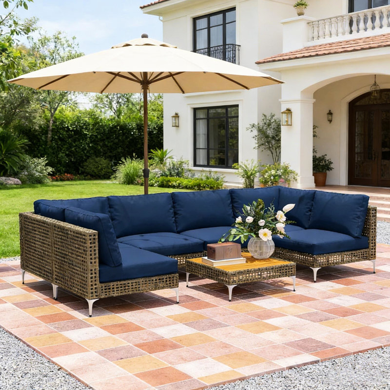 Mobilier d'extérieur modulaire de 7 pièces avec housses de coussin faciles à nettoyer et sièges confortables