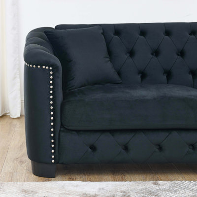 Canapé 2 places en velours Chesterfield Modern