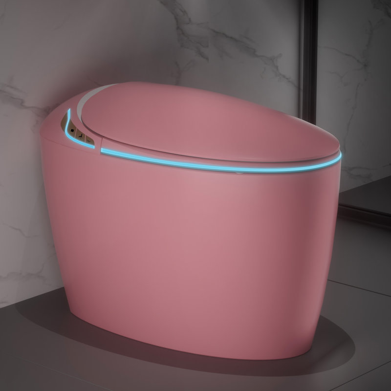 Yingze Luxury Smart Toilet, Built-In Bidet, Auto Flush, Heated Seat, Warm Dryer, Night Light, Pink