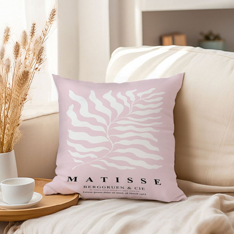 Botanical Matisse Plant Leaves Leaf Bohemian, 16"H x 16"W, Soft Pink