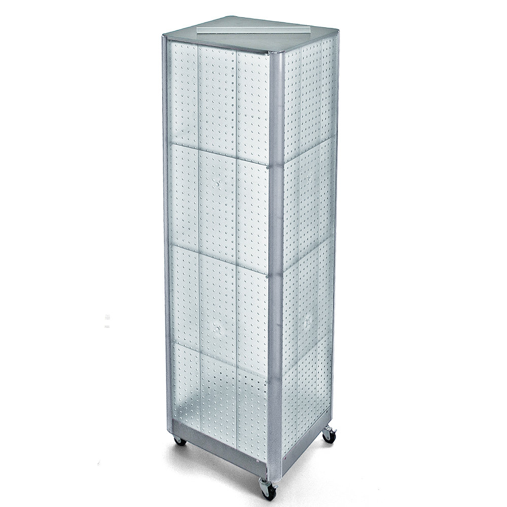 Four-Sided Pegboard Tower Floor Display on Wheeled Base. Panel 
