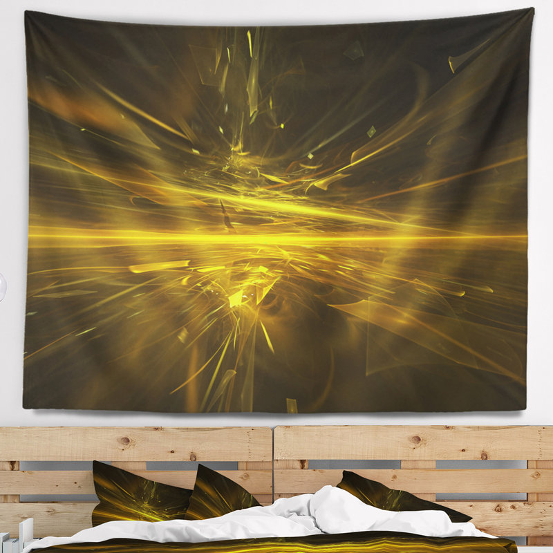 Tapisserie de conception fractale vif golden chaos, H 32 po x l 39 po