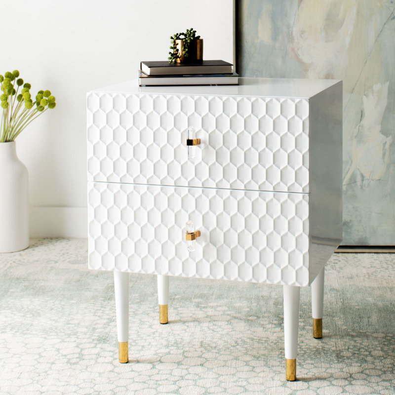 Getzin 2 - Drawer End Table, White 