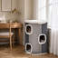 Cat Barrel Scratching Post, Indoor Cat Tree Play Tower with Soft Plush & Lamb Fleece, Grey