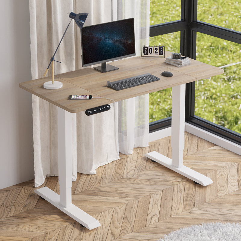 Fanchon 47.24'' Height Adjustable Standing Desk, Cream/White