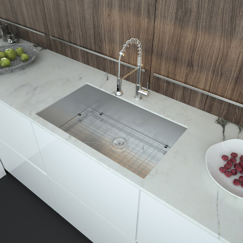 32"X19"X9" Undermount Stainless Steel Sink - Single Bowl With Condensation Feature And Template 32 Inch Kitchen Hygienic Design Included Accessories