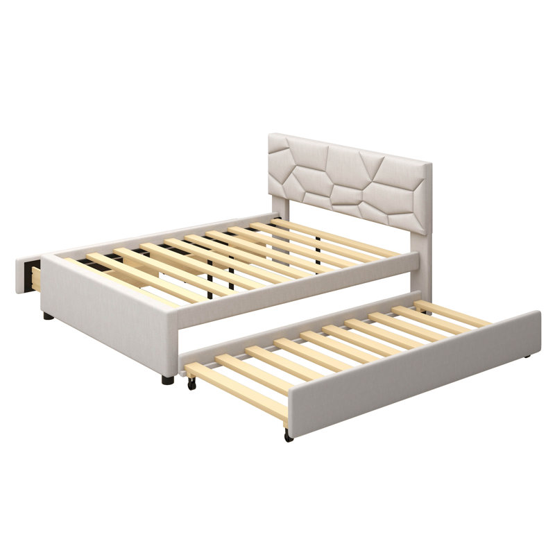 Grand lit pour enfant avec gigogne Carice, Beige
