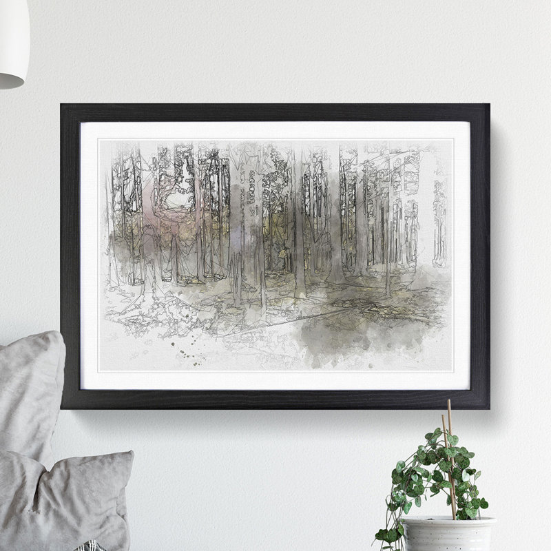 Sunlight Forest Vol.2 Sketch - Picture Frame Graphic Art, Black, 27cm H x 36cm W x 2cm D
