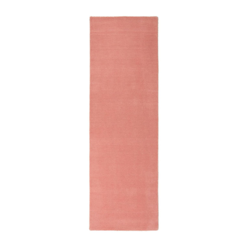 Solid Colour Wool Hand Woven Area Rug, Antique pink and pink, Runners 80 x 300 cm