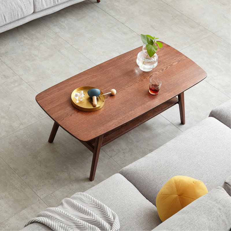 Largeur de la table centrale: 100% chêne massif, plateau en bois massif, plateau de table basse, largeur 120 x profondeur 56 x hauteur, 44 cm