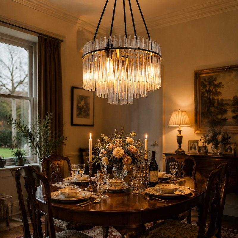 5‑Light Glass Pendant, Black