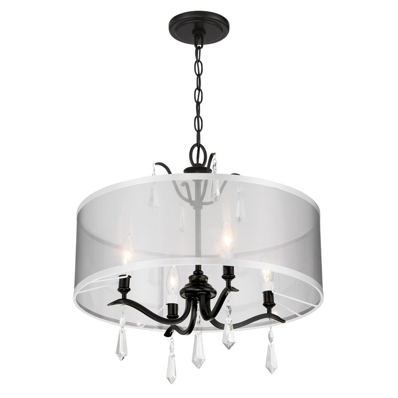 Vogan 4 - Light Dimmable Drum Chandelier, Black