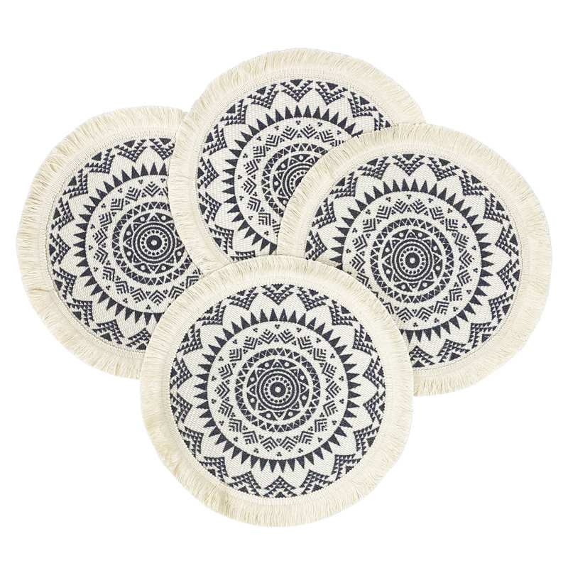 Geertruidenberg Cotton Floral Round Placemat, Gray