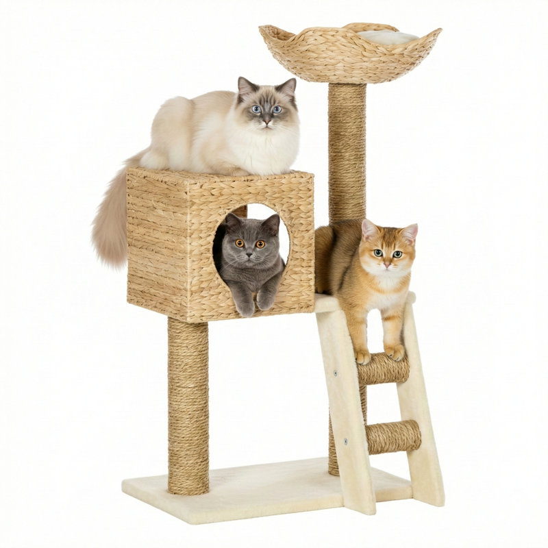Arbre à chat, arbre à chat tissé en quenouille conçu pour une utilisation intérieure, tour pour chat