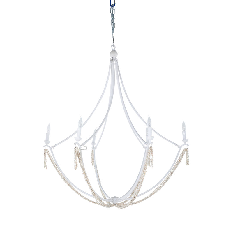 Nakita 6 - Light Candle Style Chandelier, Plaster White