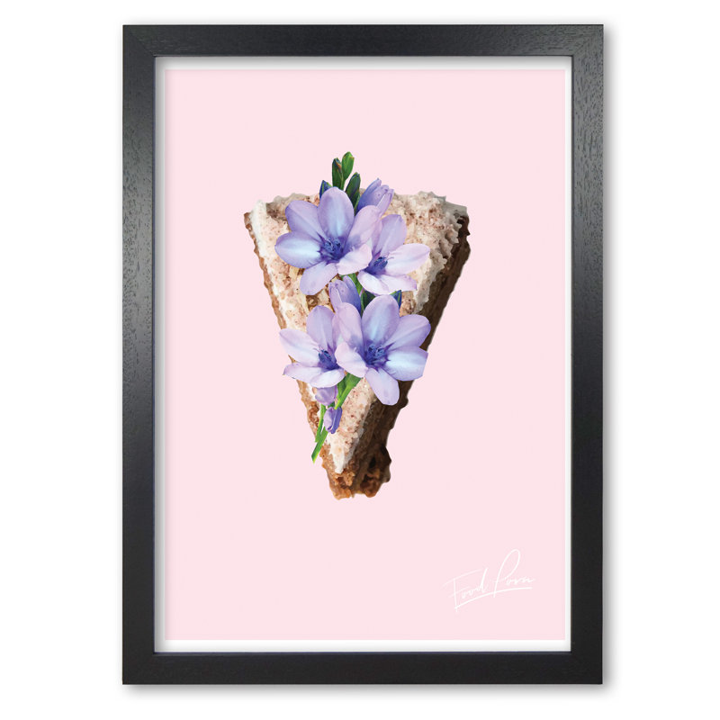 Coffee Cake Floral Food Porn - Painting, 30 cm H x 21 cm W x 5 cm D, Black Grain Frame