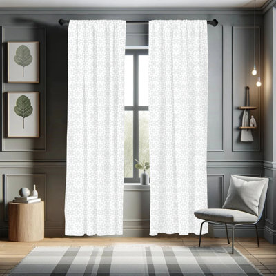 Geometric Semi-Sheer Rod Pocket Sliding Panel