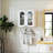 Arched Glass Door Wall Mounted Cabinet With Adjustable Shelves, Perfect For Kitchen, Bathroom, And Living Room Storage