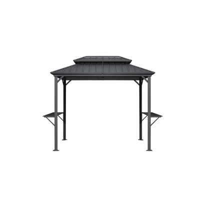 Pavillon de jardin permanent à toit rigide 6 pi x 9 pi avec double toit en acier galvanisé pour terrasse